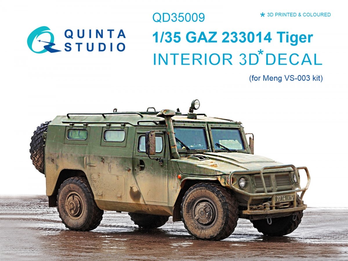 Quinta Studio QD35009 GAZ Tiger family 3D-Printed & coloured Interior on decal paper (for Meng kits) 1/35