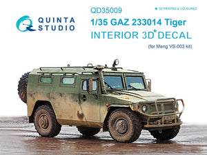 Quinta Studio QD35009 GAZ Tiger family 3D-Printed &amp;amp; coloured Interior on decal paper (for Meng kits) 1/35
