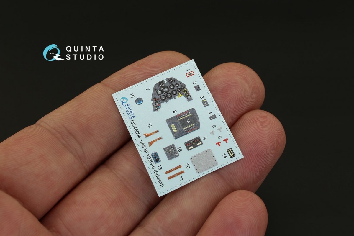 Quinta Studio QD48094 Bf 109G-6 3D-Printed &amp;amp; coloured Interior on decal paper (for Eduard kit) 1/48 – zdjęcie 2