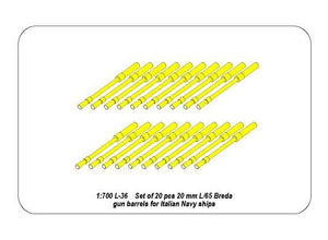 Aber 1/700L-038 Set of 20 pcs 20 mm L/65 Breda gun barrels for Italian Navy ships 1/700 – image 2