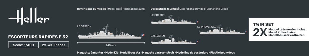 Heller 57094 Escorteurs Rapides E 52 Starter Kit 1/400 – zdjęcie 5