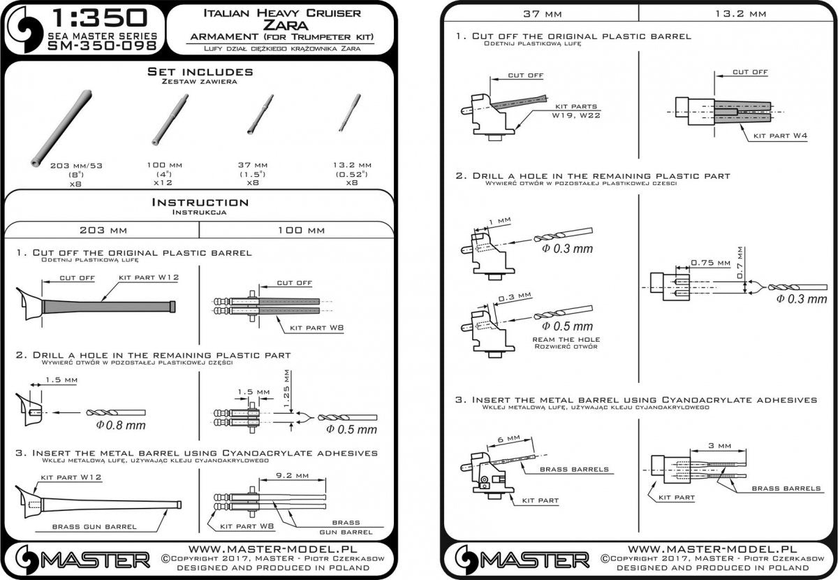 Master SM-350-098 Italian Heavy Cruiser Zara Armament 1/350 – zdjęcie 6