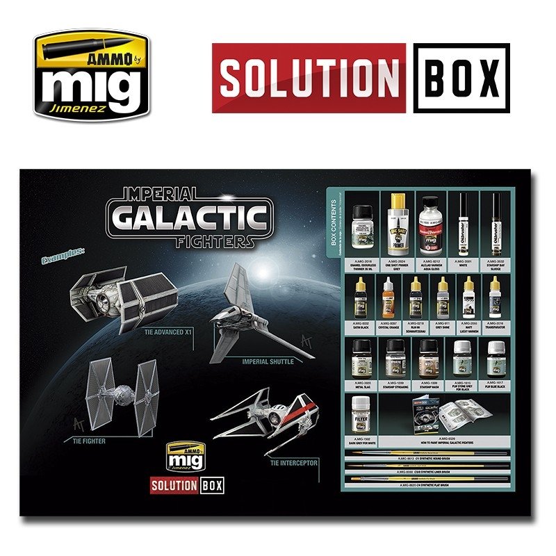 AMMO of Mig Jimenez 7720 HOW TO PAINT IMPERIAL GALACTIC FIGHTERS SOLUTION BOX – zdjęcie 2
