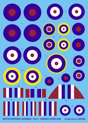 Techmod 48036 - British National Insignias - Hawker Hurricane 1/48