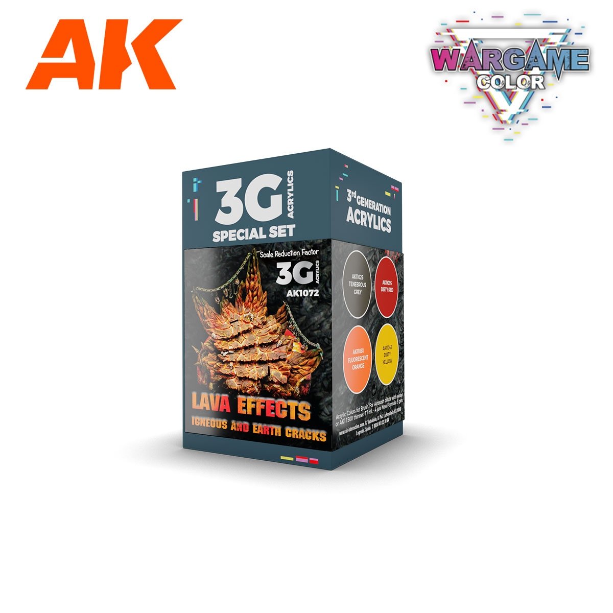AK Interactive AK1072 WARGAME COLOR SET. LAVA EFFECTS. 4x17 ml
