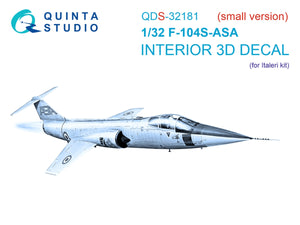 Intérieur coloré imprimé en 3D sur papier décalcomanie (Italeri) pour F-104S-ASA (Quinta Studio QDS-32181) (petite version) 1/32