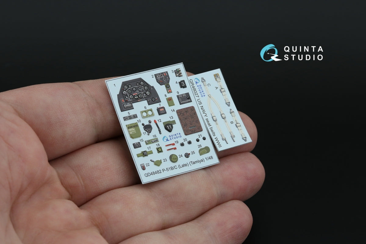 Quinta Studio QD48482 P-51B/C (Late) 3D-Printed coloured Interior on decal paper (Tamiya) 1/48 – zdjęcie 3