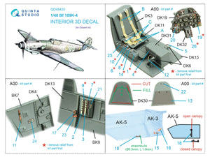 Quinta Studio QD48420 Bf 109K-4 3D-Printed &amp;amp; coloured Interior on decal paper (Eduard) 1/48 – zdjęcie 2