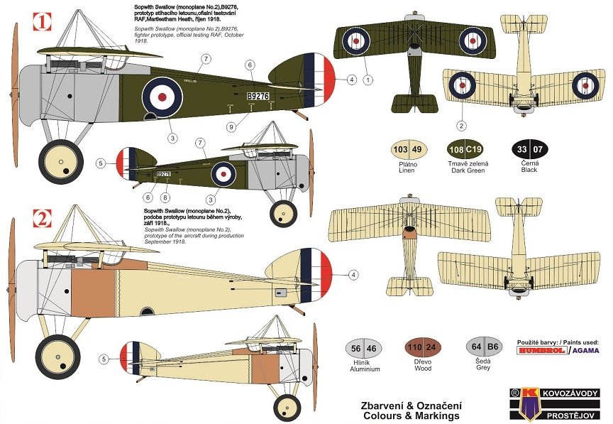 Kovozavody Prostejov KPM0166 Sopwith Swallow “Monoplane No.2” 1/72 – zdjęcie 2