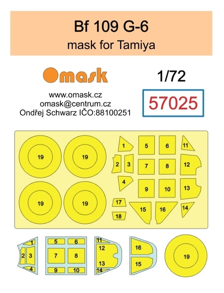 Omask 57025 Bf 109 G-6 mask (for Tamiya) 1/72
