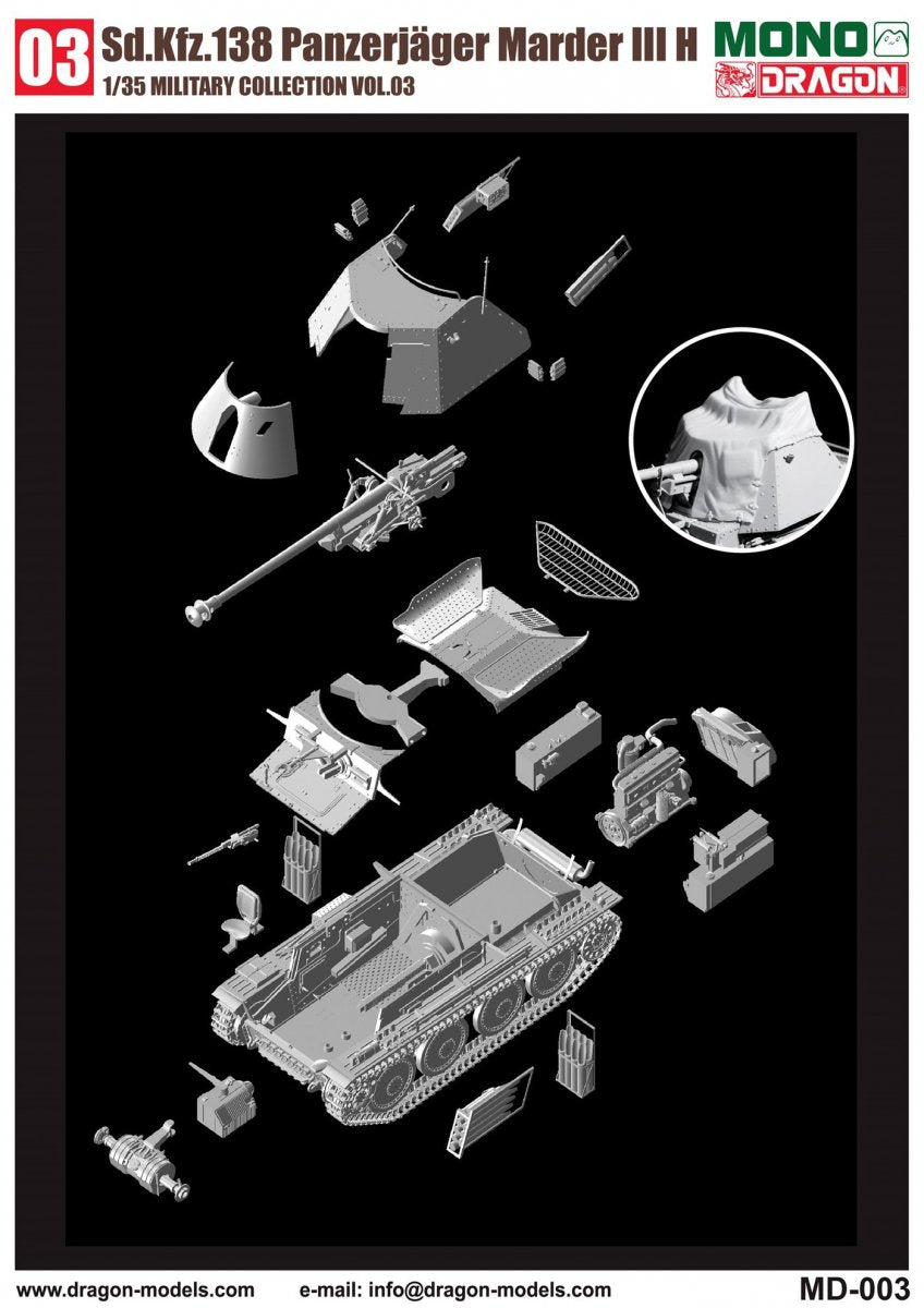 Dragon MD003 Sd.Kfz.138 Panzerjager MARDER III H w/Interior 1/35 – zdjęcie 4
