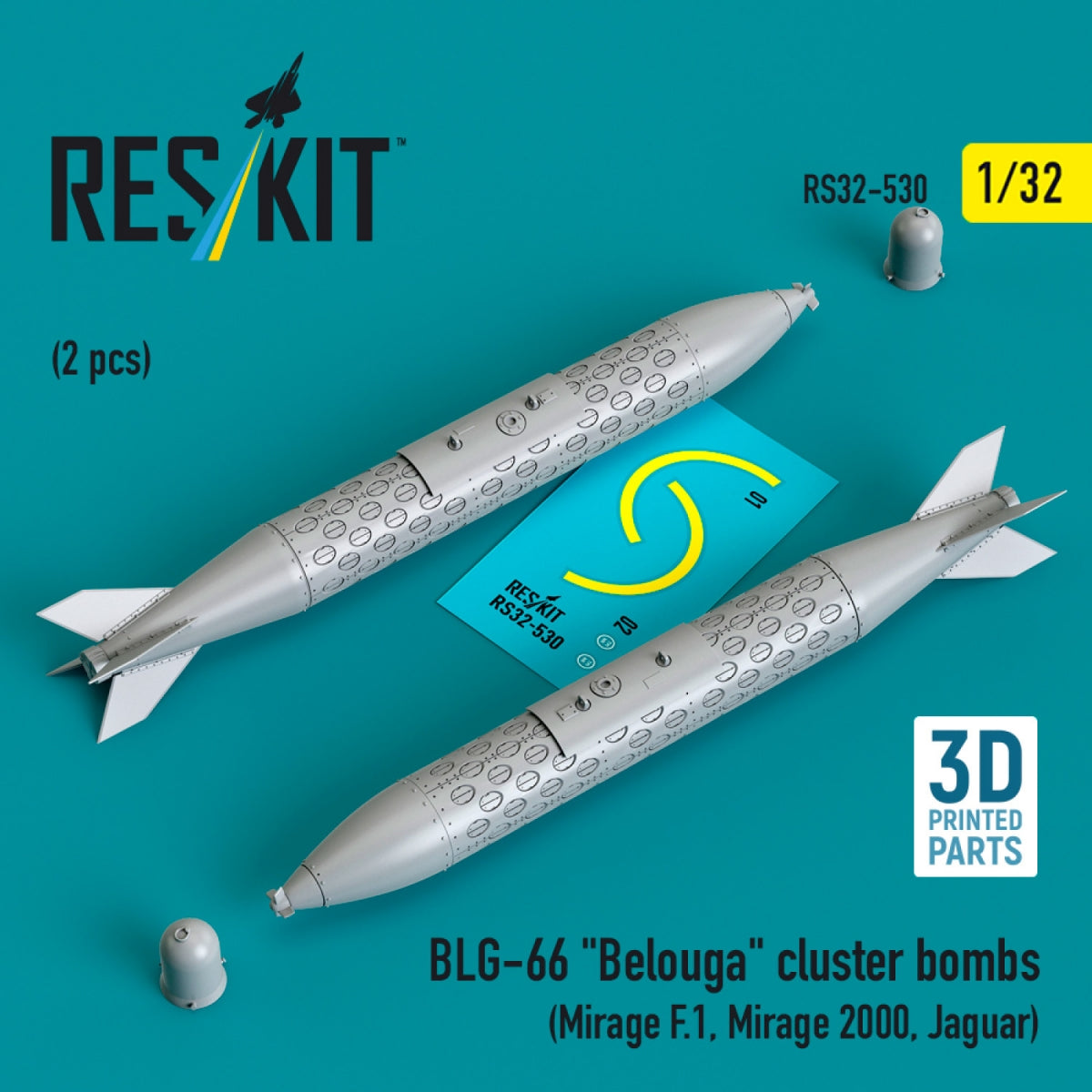 RESKIT RS32-0530 BLG-66 "Belouga" cluster bombs (2 pcs) (3D Printed) 1/32