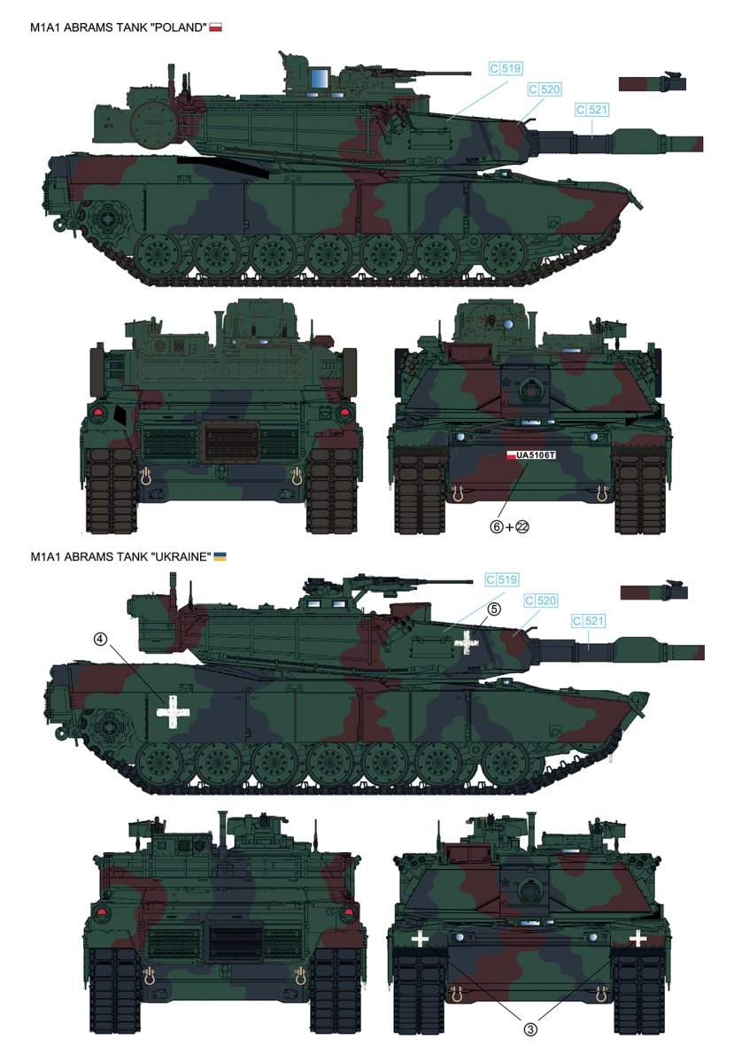Rye Field Model 5106 M1A1 Abrams Ukraine/Poland - 2in1 Limited Edition 1/35 – zdjęcie 3