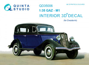 Quinta Studio QD35006 GAZ-M1 3D-Printed &amp;amp; colored Interior on decal paper (for Zvezda kits) 1/35