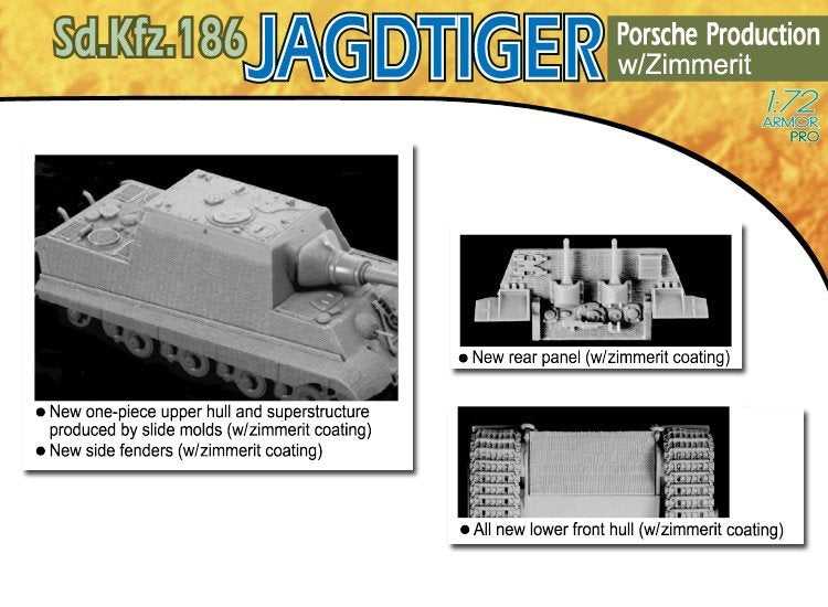 Dragon 7291 Jagdtiger, Porsche Version w/Zimmerit 1/72 – zdjęcie 3