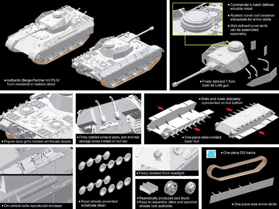 Dragon 7508 Berge-Panther mit Pz.Kpfw.IV Turm 1/72 – zdjęcie 5
