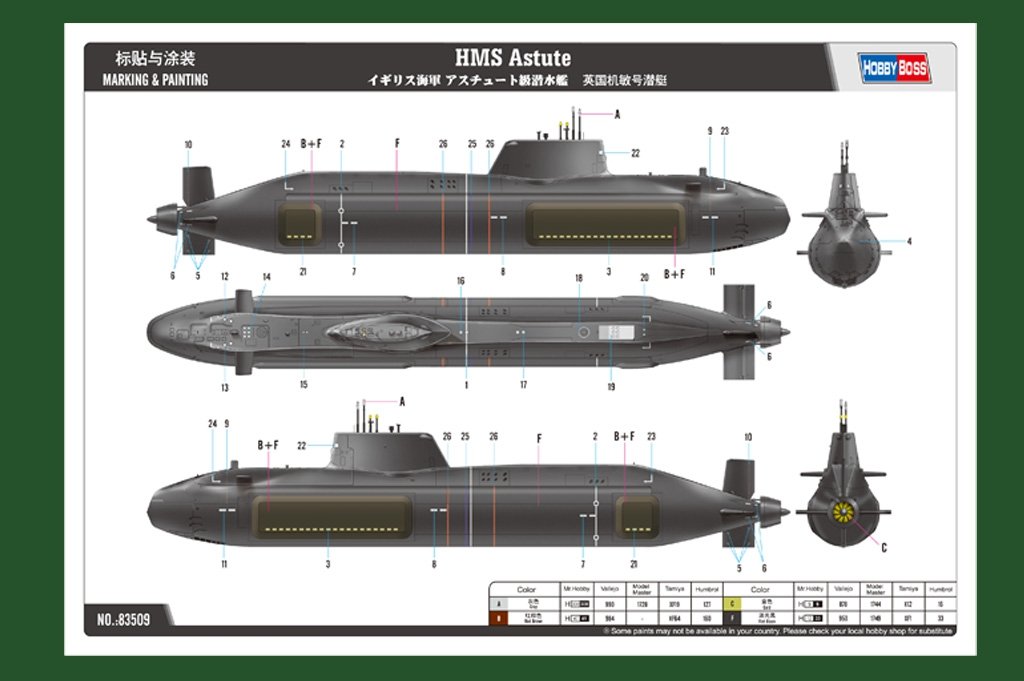 Hobby Boss 83509 HMS Astute class submarine 1/350 – image 2