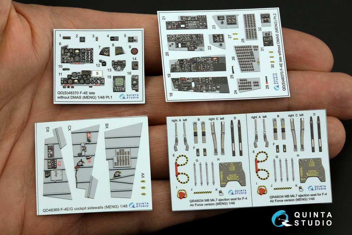 Quinta Studio QD48370 F-4E late without DMAS 3D-Printed &amp;amp; coloured Interior on decal paper (Meng) 1/48 – zdjęcie 3