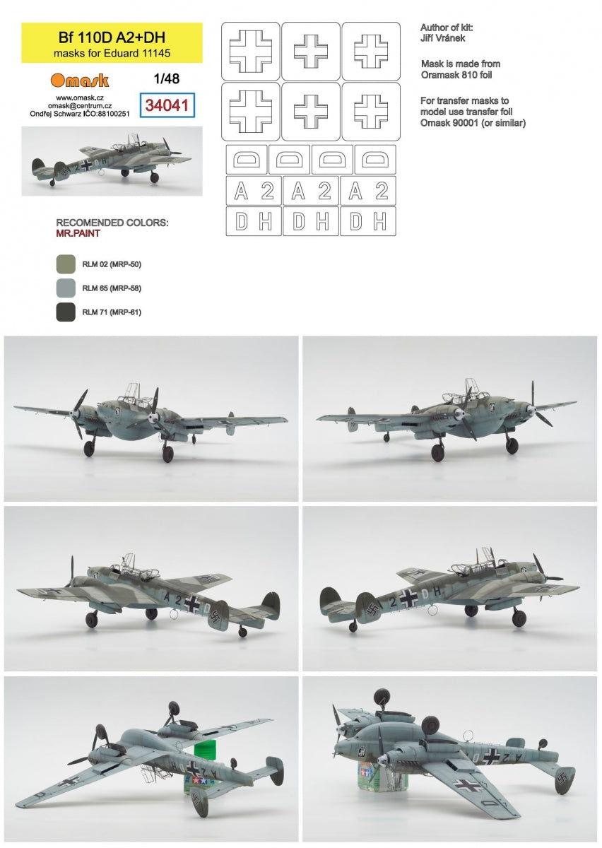 Omask 34041 Bf 110D A2+DH (for Eduard 11145) 1/48 – zdjęcie 2