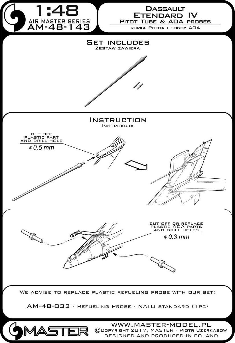 Master AM-48-143 Dessault Etendard IV Pitot Tube &amp;amp; AOA Probes (1/48) – image 3