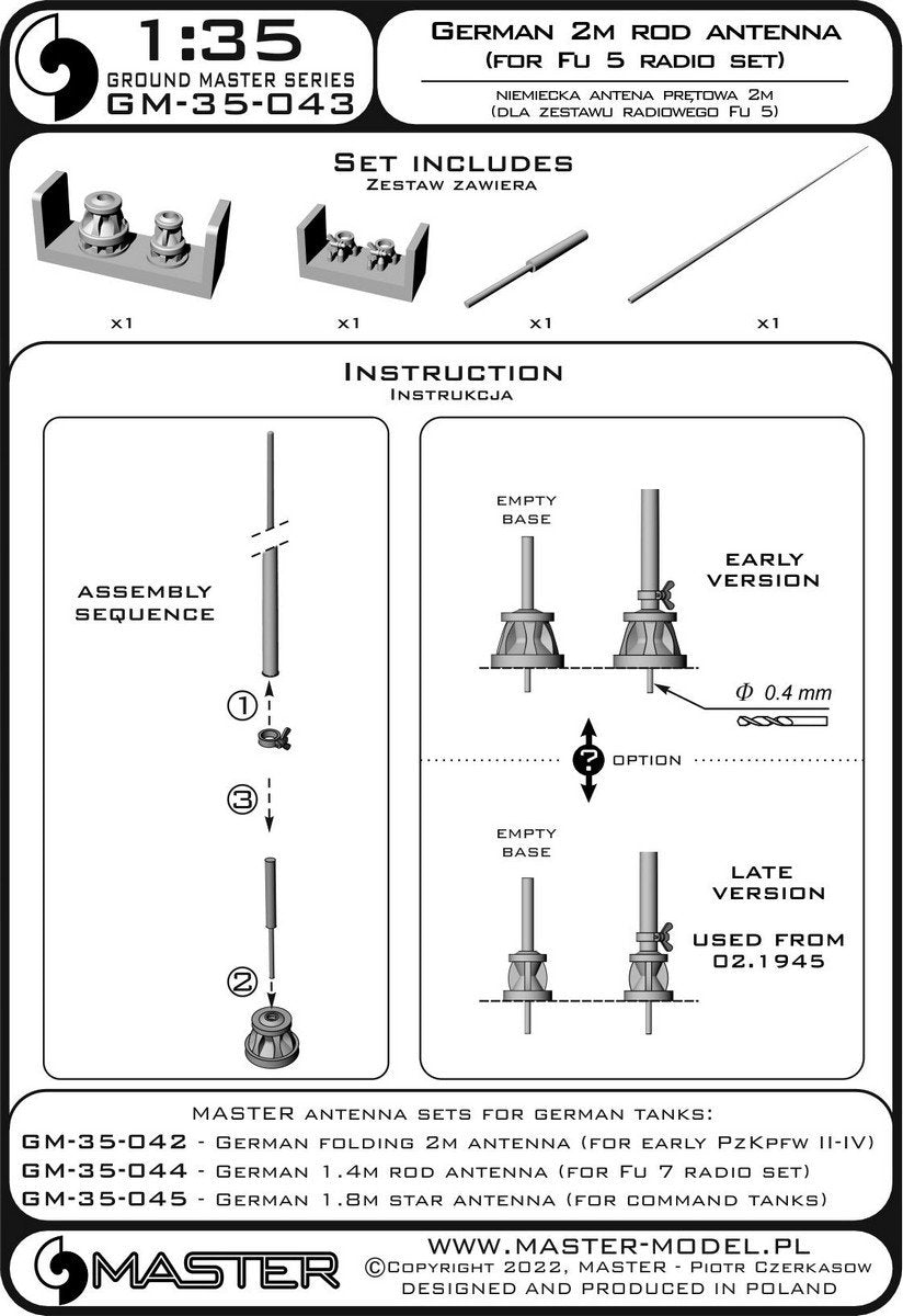 Master GM-35-043 German WWII 2m rod antenna (for Fu 5 radio set) (1pcs) 1/35 – zdjęcie 7