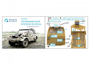 Quinta Studio QD35055 Kubelwagen type 82 3D-Printed &amp;amp; colored Interior on decal paper (Italeri) 1/35 – image 2