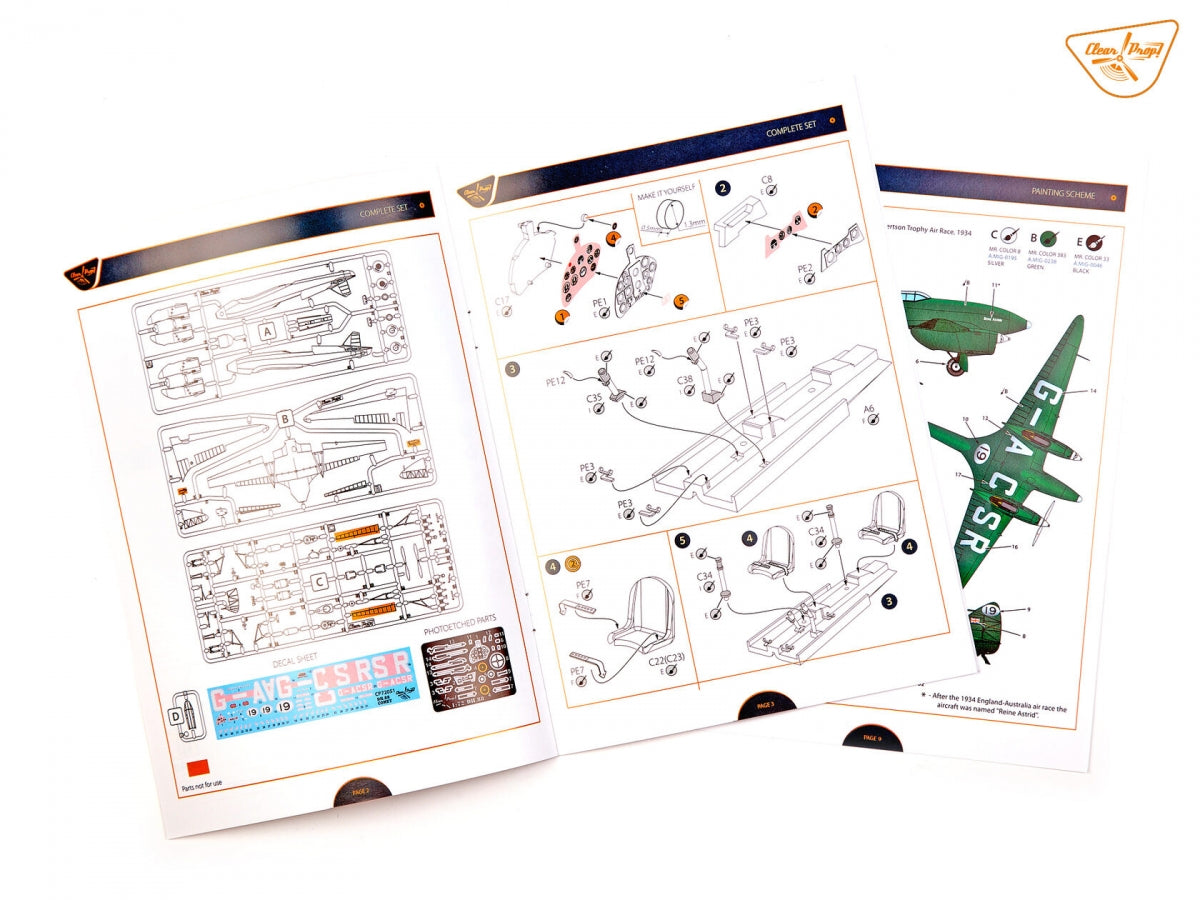 Clear Prop! CP72051 DH.88 COMET DH.88 Comet MacRobertson Trophy Air Race ADVANCED KIT 1/72 – zdjęcie 22