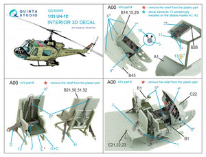 Quinta Studio QD35049 UH-1C 3D-Printed &amp;amp; coloured Interior on decal paper ( Academy ) 1/35 – zdjęcie 2