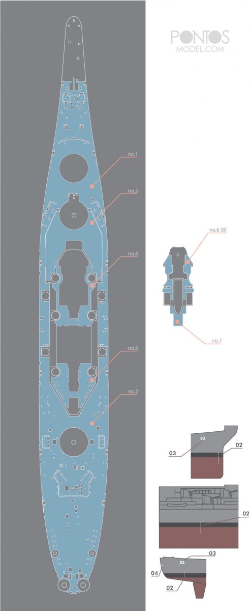 Pontos 35002WD1 USS BB-63 Missouri Wooden Deck set Blue Deck 1/350 – zdjęcie 4