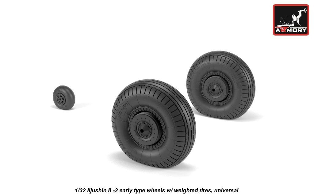 Armory Models AW32015 Iljushin IL-2 Bark early type wheels w/ weighted tyres 1/32
