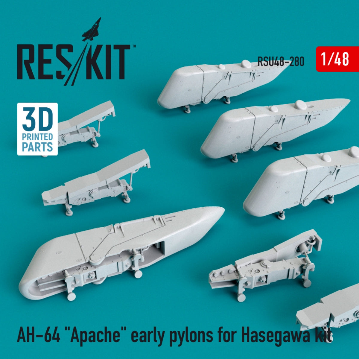 RESKIT RSU48-0280 AH-64 "APACHE" EARLY PYLONS FOR HASEGAWA KIT (3D PRINTED) 1/48