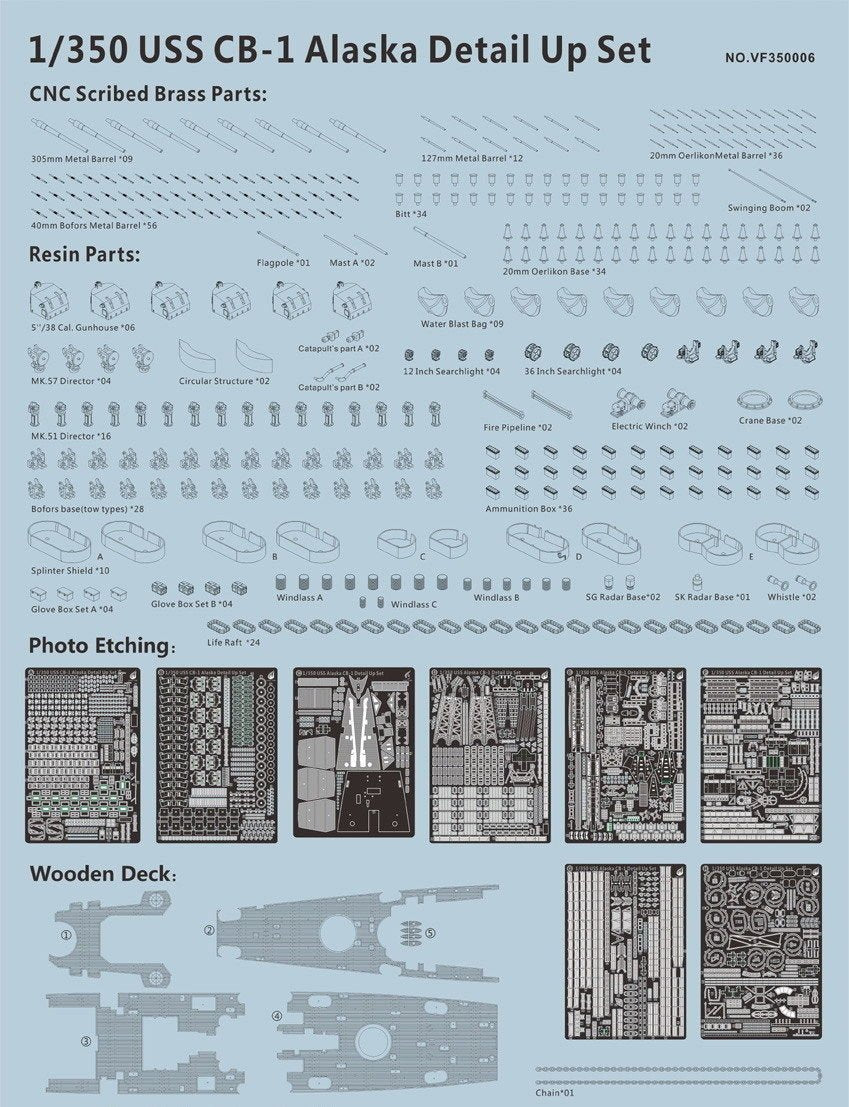 Very Fire VF350006 USS CB-1 Alaska Detail Up Set (Hobby Boss 86513) 1/350 – image 4