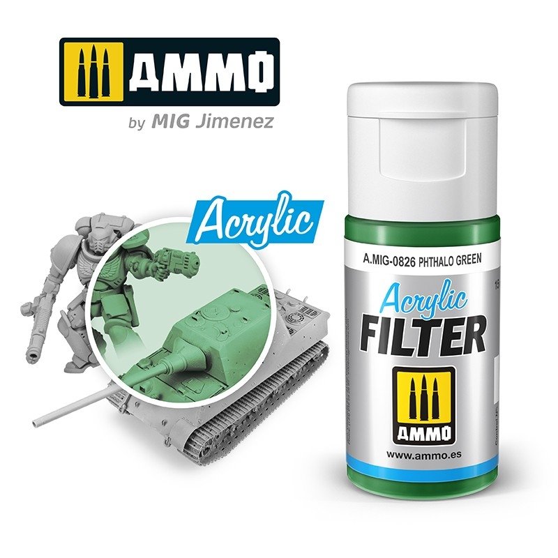 Ammo of Mig 0826 ACRYLIC FILTER Phthalo Green 15 ml