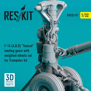 RESKIT RSU32-0087 F-14 (A,B,D) &amp;quot;TOMCAT&amp;quot; LANDING GEARS WITH WEIGHTED WHEELS SET FOR TRUMPETER KIT (3D PRINTED) 1/32 – zdjęcie 2