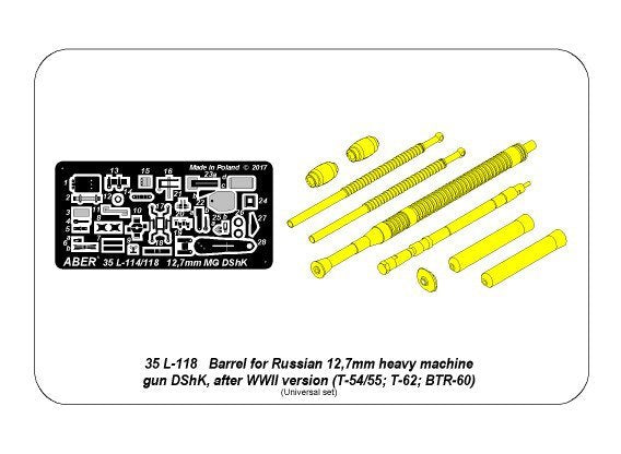 Aber 35L-118 Barrel for Russian 12,7mm heavy machine gun DShK, after WWII version (T-54/55; BTR-60APC) 1/35 – zdjęcie 20