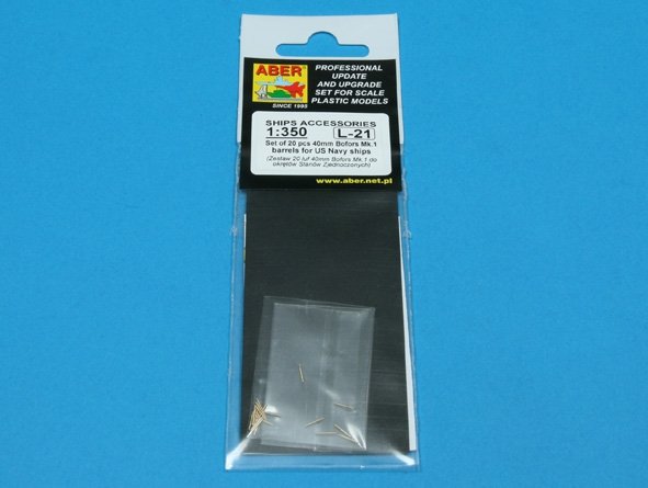 Aber 350L-21 Set of 20 pcs 40 mm Bofors Mk.1 barrels for US Navy ships 1/350 – image 6