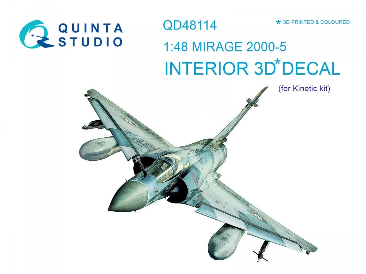 Quinta Studio QD48114 Mirage 2000-5 3D-Printed &amp;amp; coloured Interior on decal paper (for Kinetic kit) 1/48