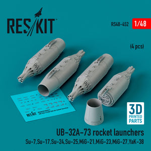 RESKIT RS48-0452 UB-32A-73 rocket launchers (4 pcs) (3D Printed) 1/48