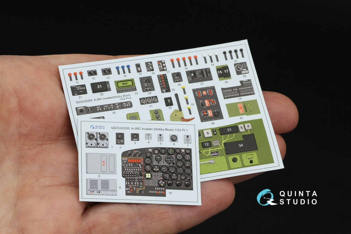Quinta Studio QDS-32250 A-26C Invader 3D-Printed &amp;amp; colored Interior on decal paper (Hobby Boss) (with 3D-printed resin parts) 1/32 – image 2