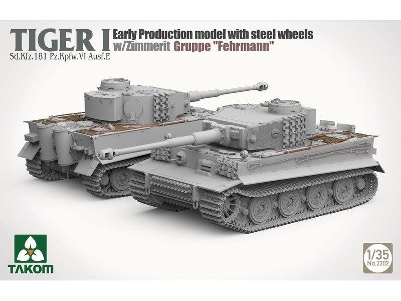 Takom 2202 Tiger I Sd.Kfz.181 Pz.Kpfw.VI Ausf.E - Early-Production Model With Steel Wheels And Zimmerit, Gruppe &amp;#39;Fehrmann&amp;#39; 1/35 – zdjęcie 2