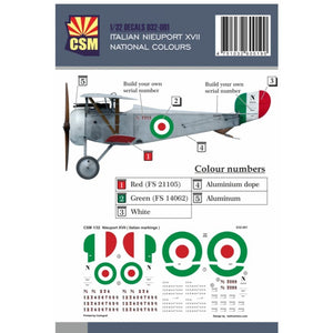 Copper State Models D32-001 Italian Nieuport XVII National Colors 1/32