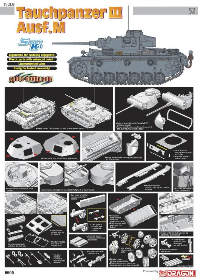 Cyber ​​​​Hobby 6605 Pz.Kpfw.III Ausf.M Early Production avec Rahmen fur Schutzhulle (1/35)