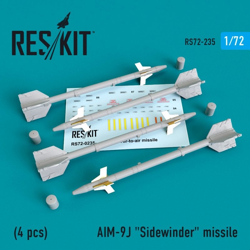 RESKIT RS72-0235 AIM-9J "Sidewinder" missile (4 PCS) 1/72