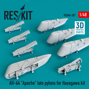 RESKIT RSU48-0282 AH-64 &amp;quot;APACHE&amp;quot; LATE PYLONS WITH 122 GALLON FUEL TANKS FOR HASEGAWA KIT (3D PRINTED) 1/48