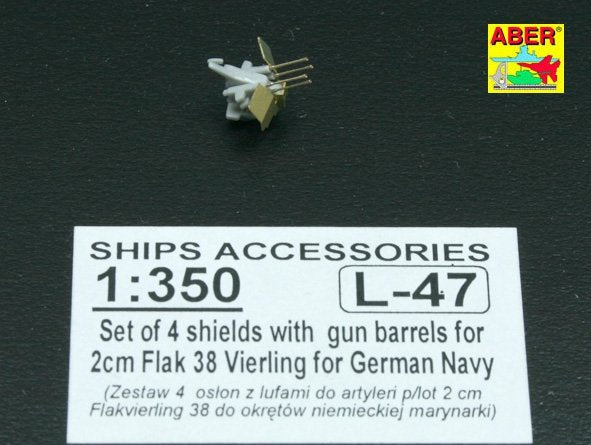 Aber 350L-47 Set of 16 pcs 2cm barrels for German Flakvierling 38 with shields 1/350 – zdjęcie 3