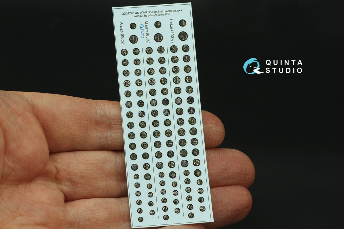 Quinta Studio QD32243 US WWII Cockpit instrument gauges without bezels 3D-Printed &amp;amp; coloured Interior on decal paper (All Kits) 1/32 – zdjęcie 4