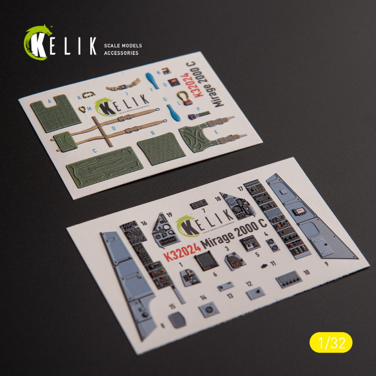 KELIK K32024 Mirage 2000C - interior 3D decals for Kitty Hawk/Zimi models kit 1/32