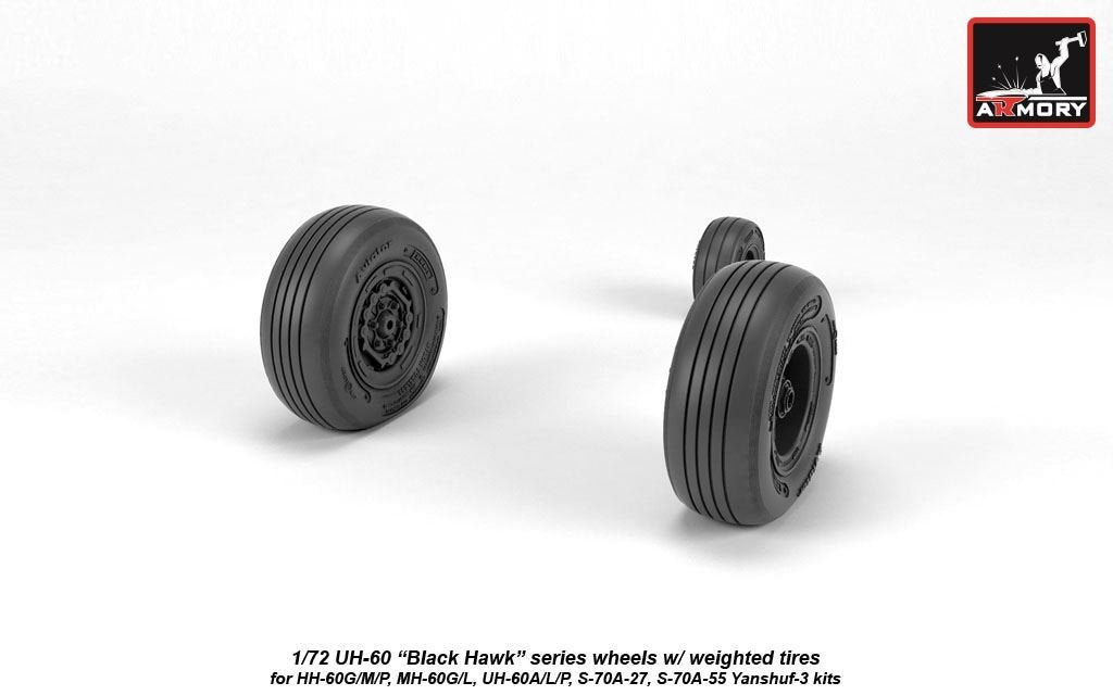 Armory Models AW72334 UH-60 Black Hawk wheels w/ weighted tires 1/72 – zdjęcie 4