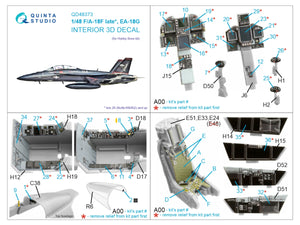 Quinta Studio QD48373 F/A-18F late / EA-18G 3D-Printed &amp;amp; colored Interior on decal paper (Hobby Boss) 1/48 – image 2