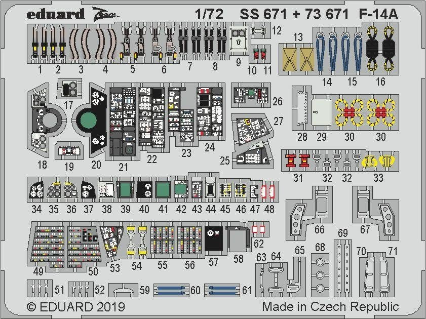 Eduard 73671 F-14A interior 1/72 HOBBY BOSS – zdjęcie 2